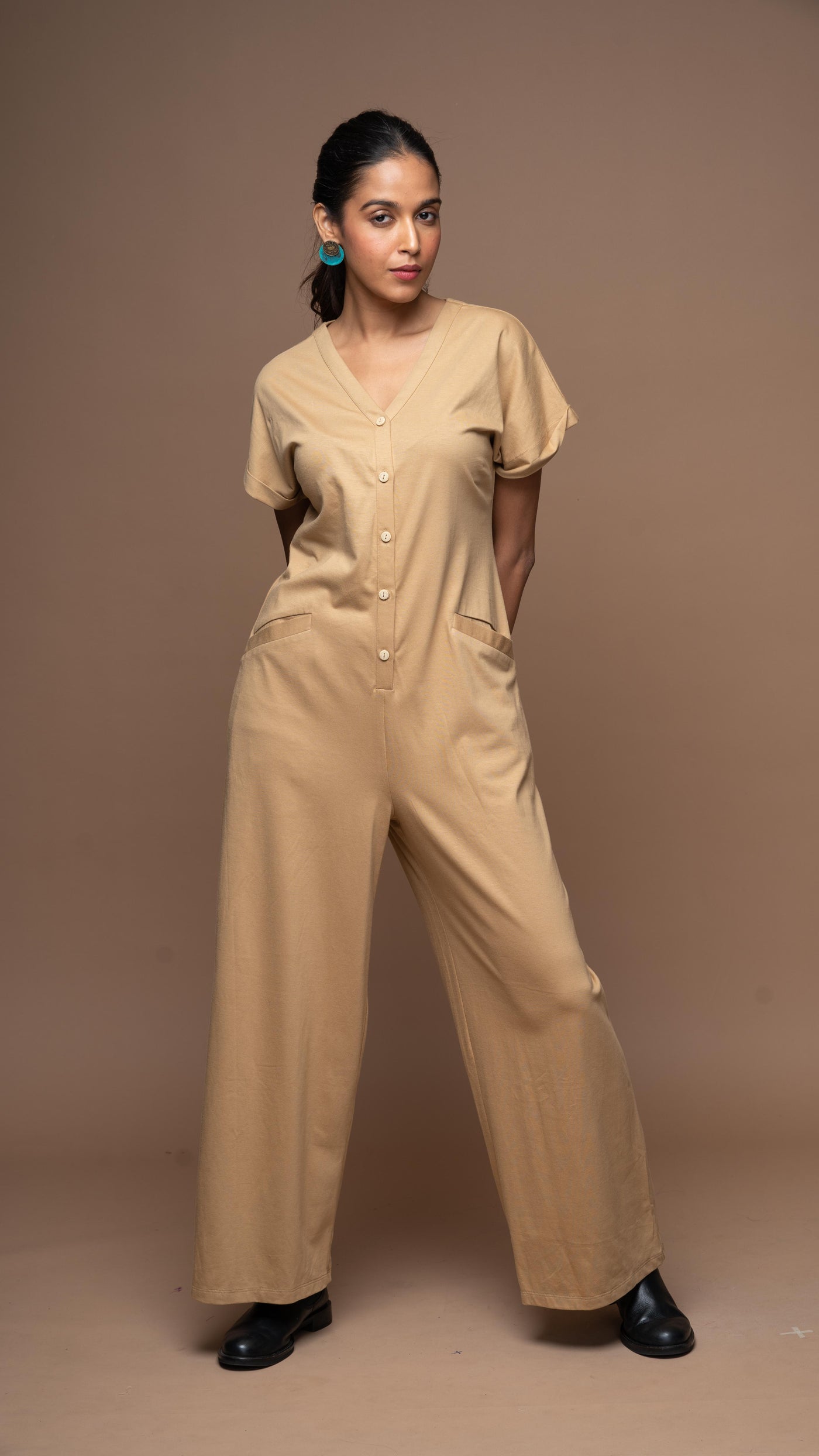 Vogue V Jumpsuit in Beige