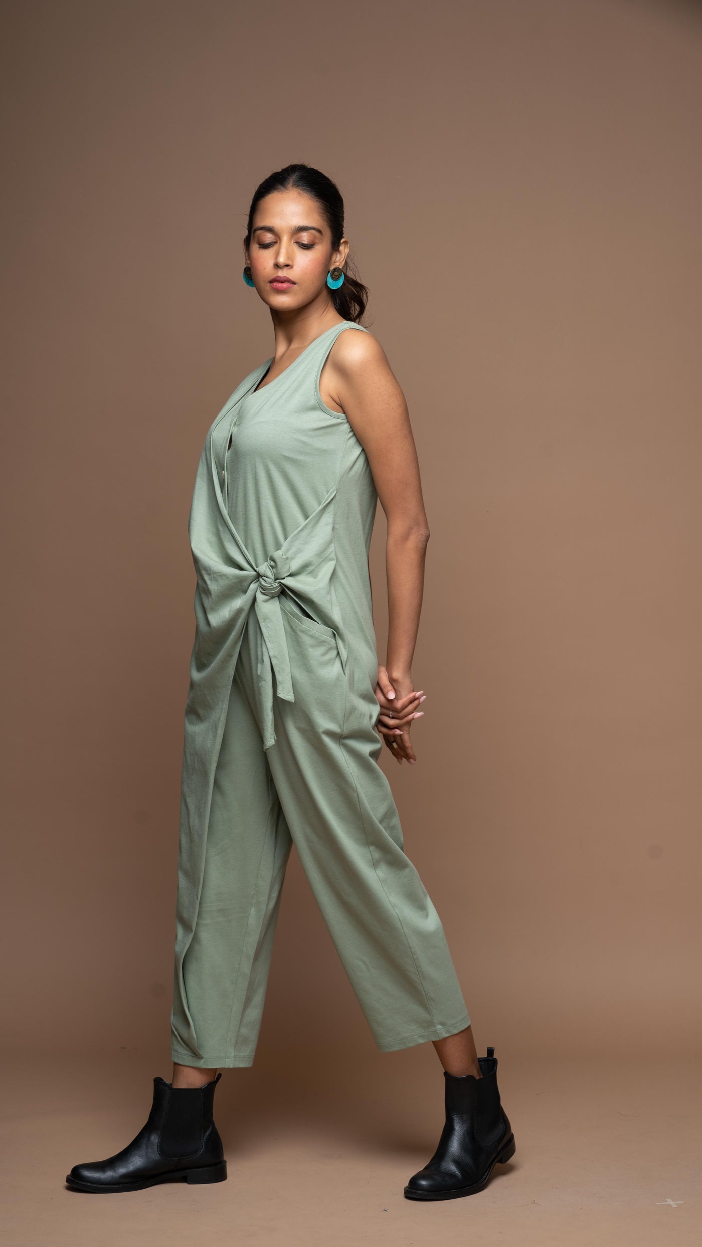 Knot & Twist Jumpsuit in Dusty Sage