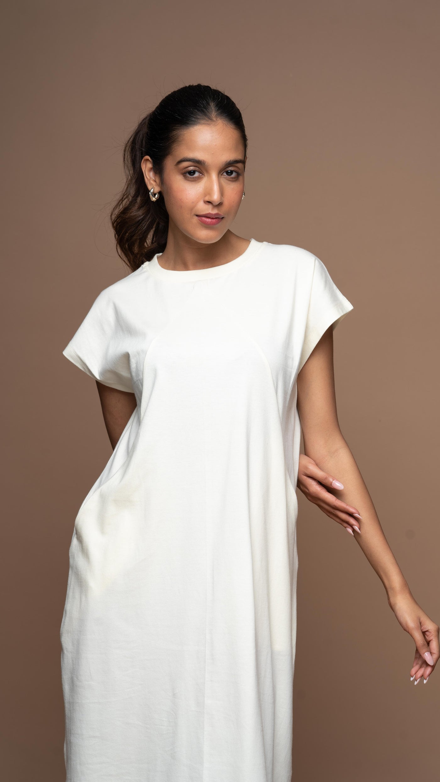 Tri-Cut Comfort Jersey Dress - Antique White