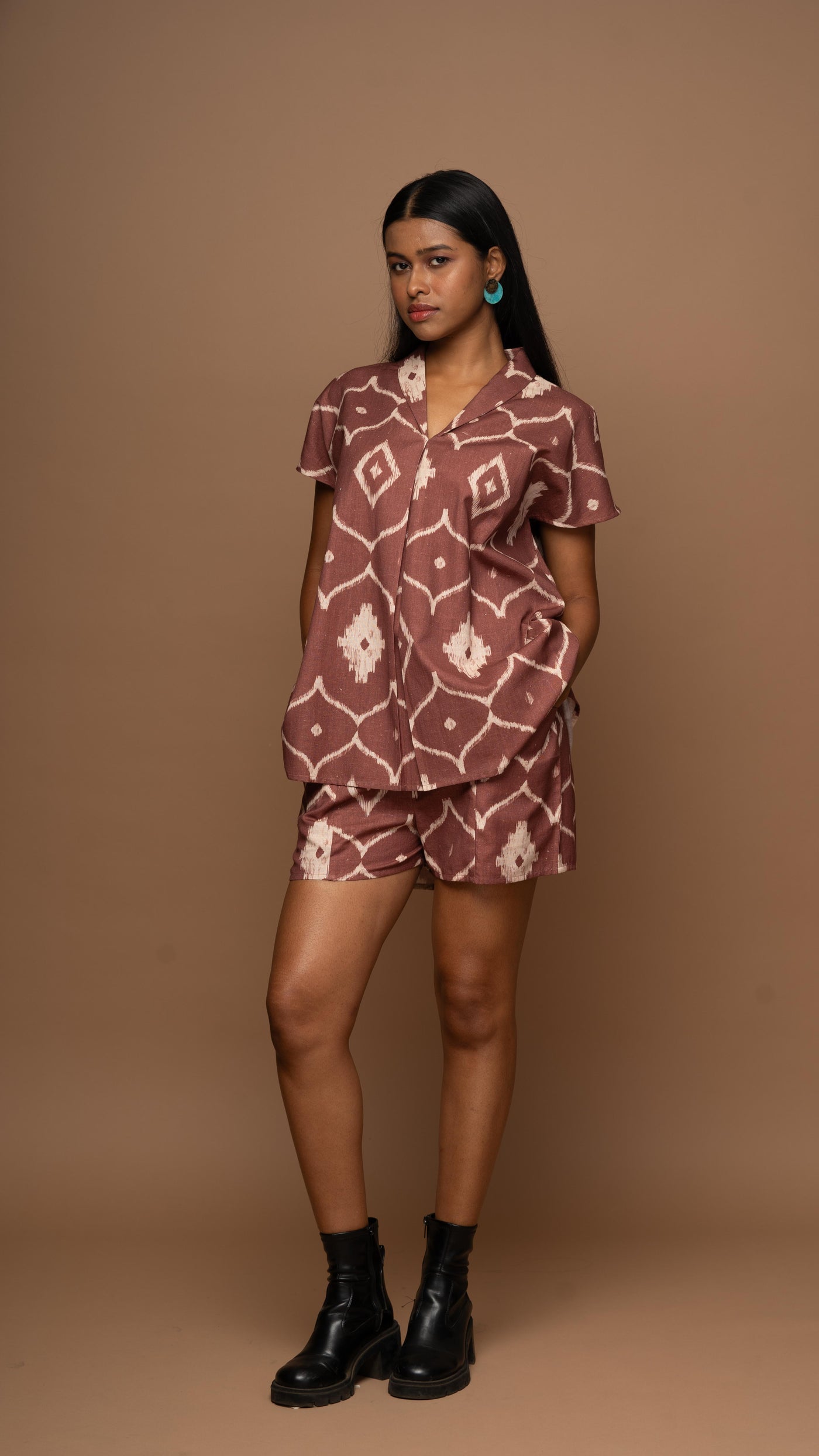 Mauve Reverie Co-ord Shorts Set in Moroccan Dreams Pattern