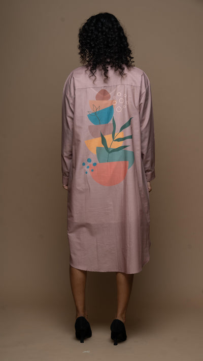 Muted Mauve Semicircle Stacks Shirt Dress