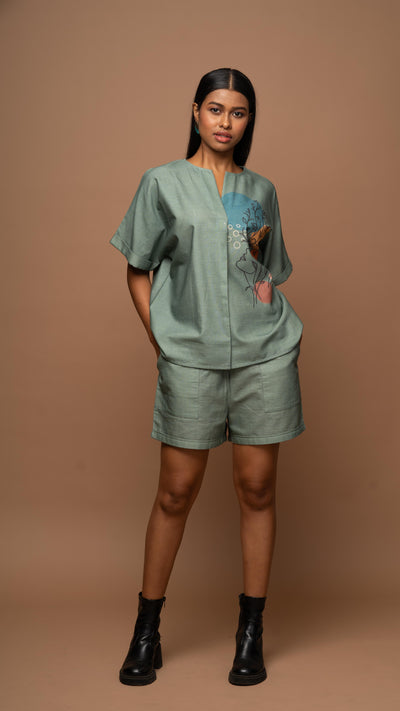 Subdued Sage Grow With Grace: Co-ord Shorts Set