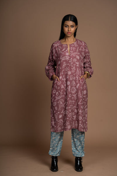 Plum Juno Kurta in In our cave Pattern