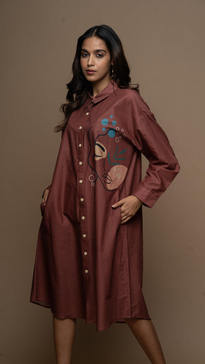 Marsala Tranquil Lady Shirt Dress