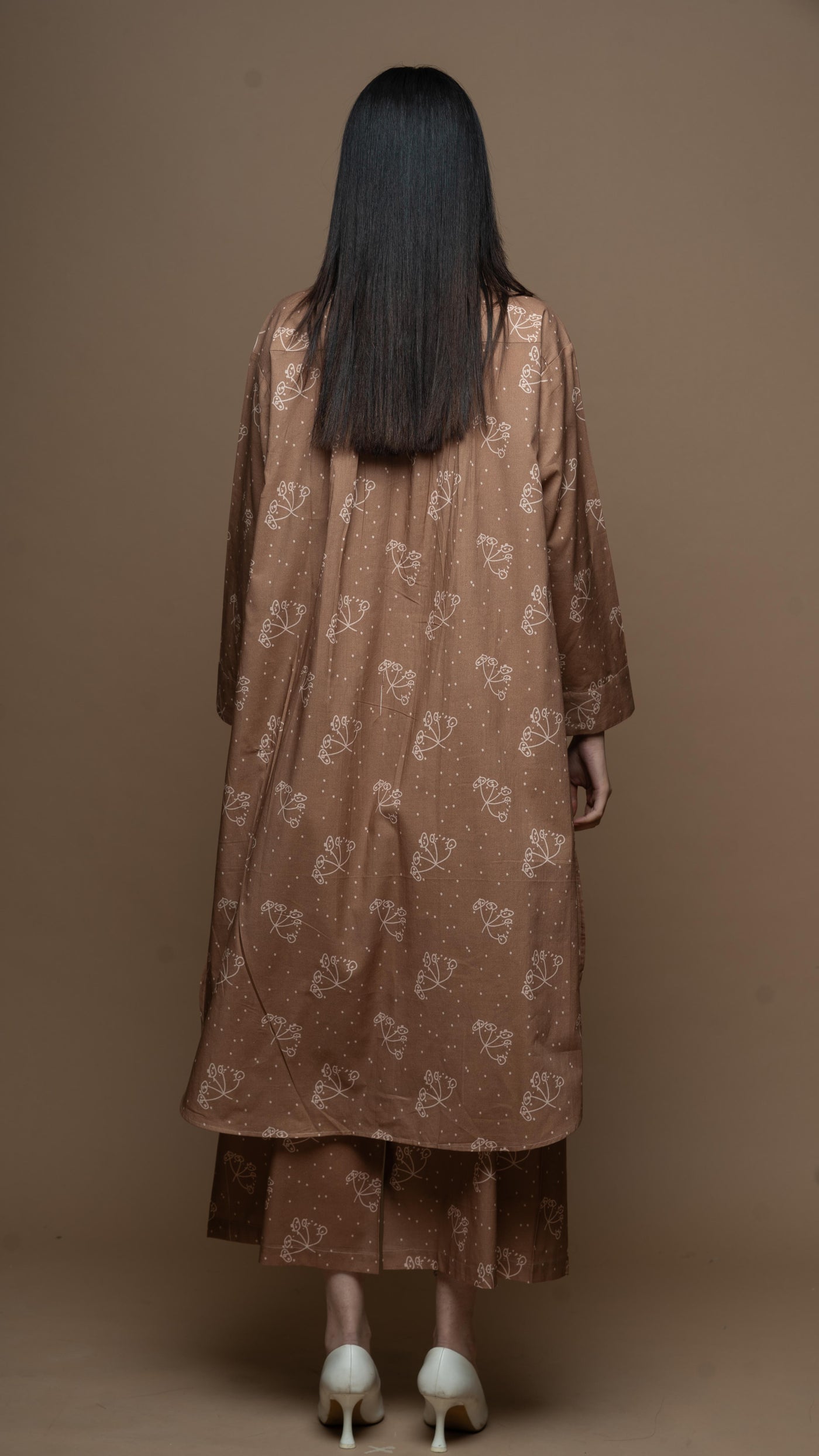 Brown Muse Co-ord Kurta Set in Aroma Everywhere Pattern