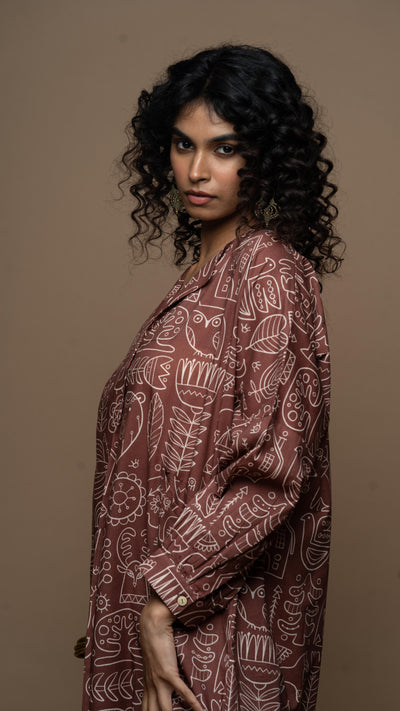 Marsala Sana Co-ord Kurta Set in Simply Scandi Pattern