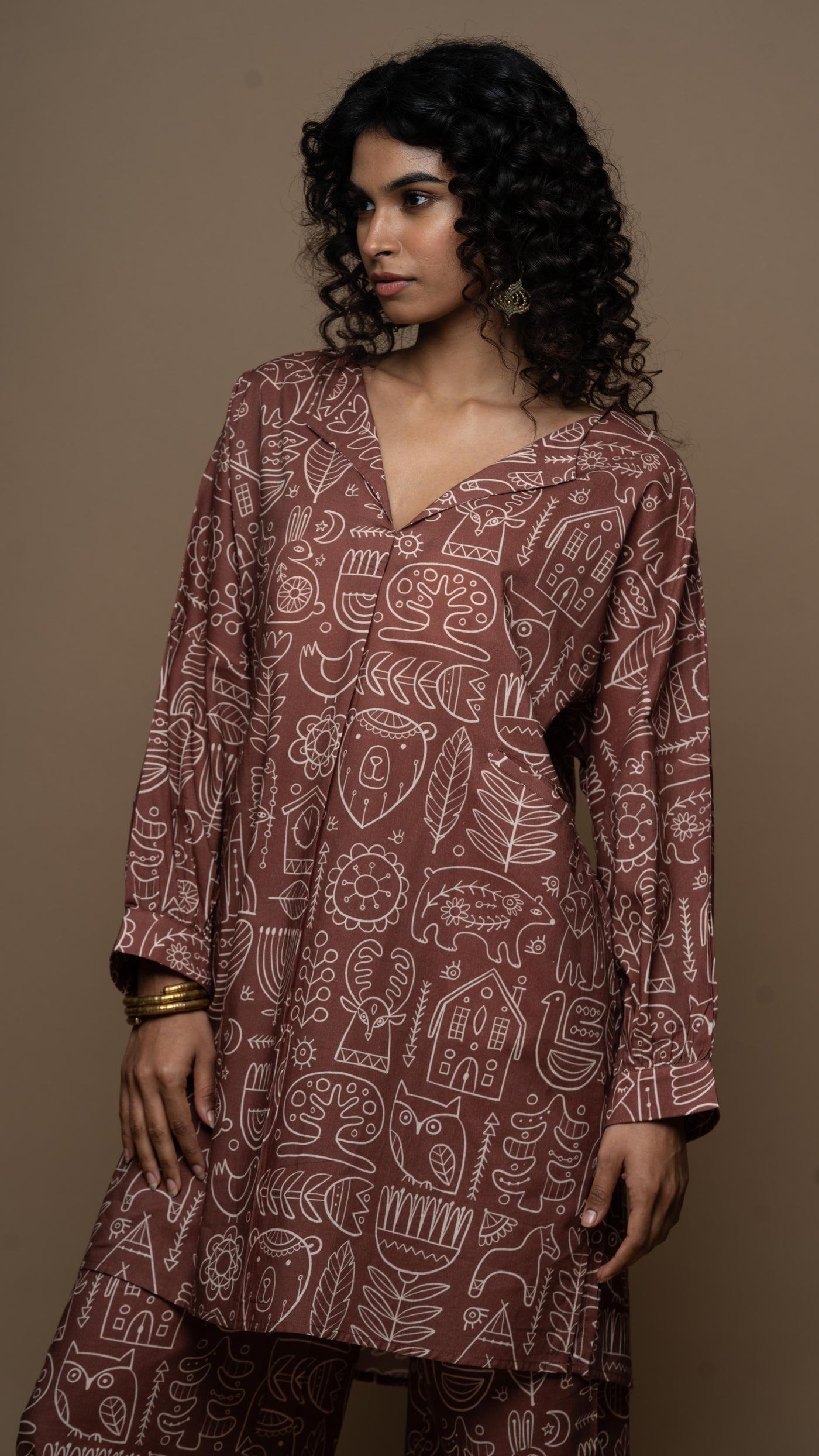 Marsala Sana Co-ord Kurta Set in Simply Scandi Pattern