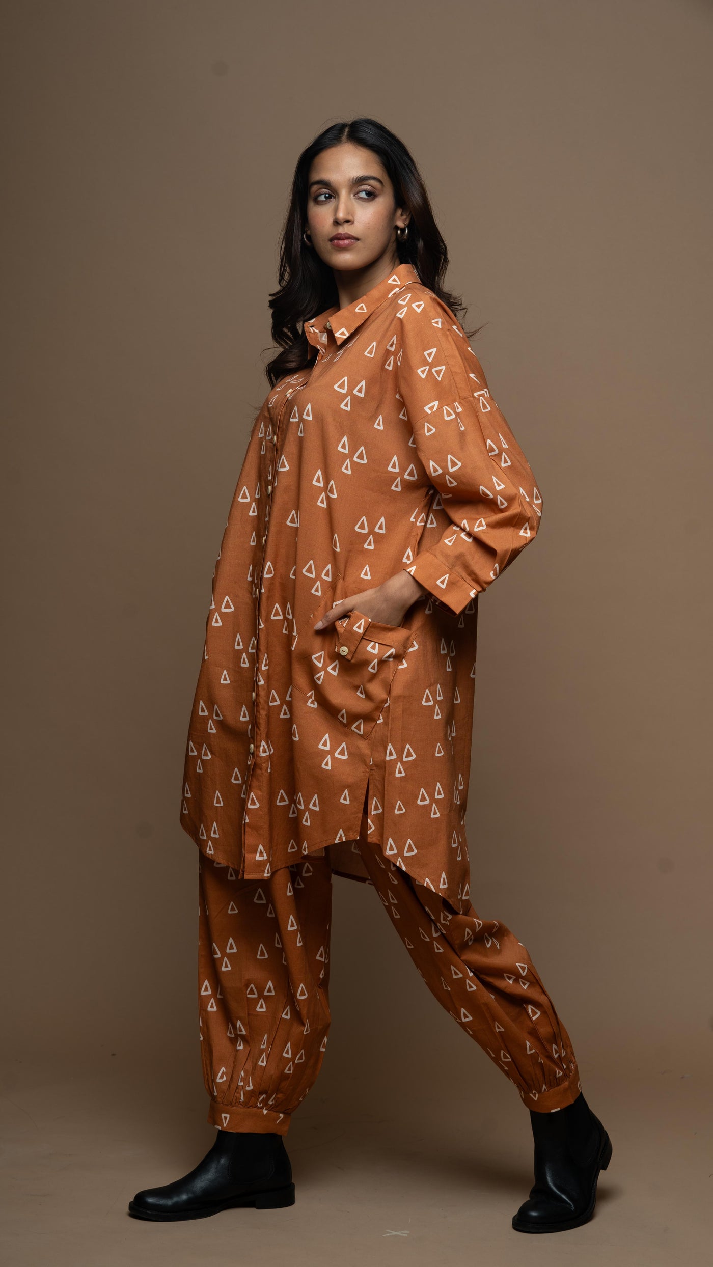 Copper Nyra Co-ord Kurta Set in Guardian Angels Pattern