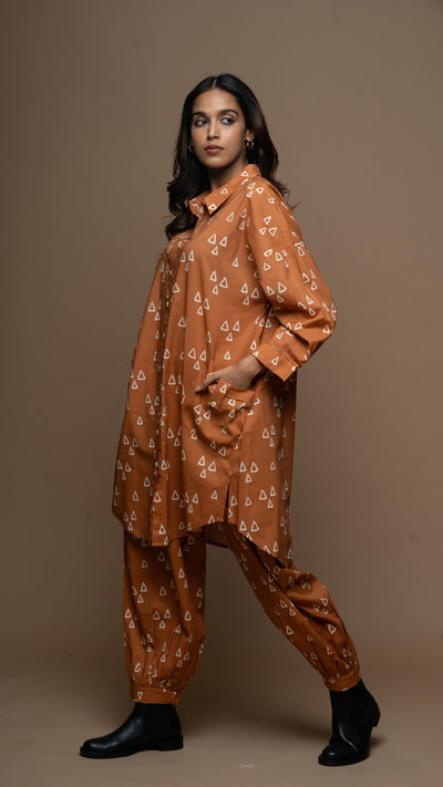 Copper Nyra Co-ord Kurta Set in Guardian Angels Pattern
