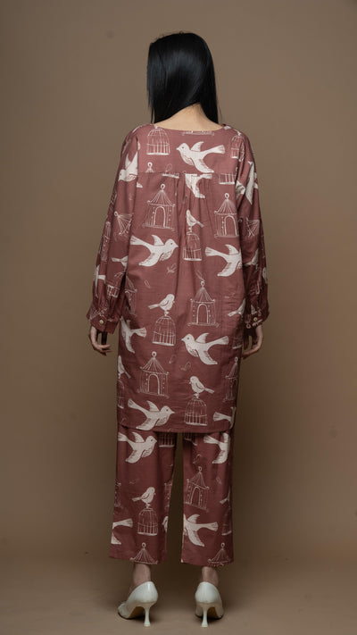 Muted Mauve Sana Co-ord Kurta Set in Always Free Pattern
