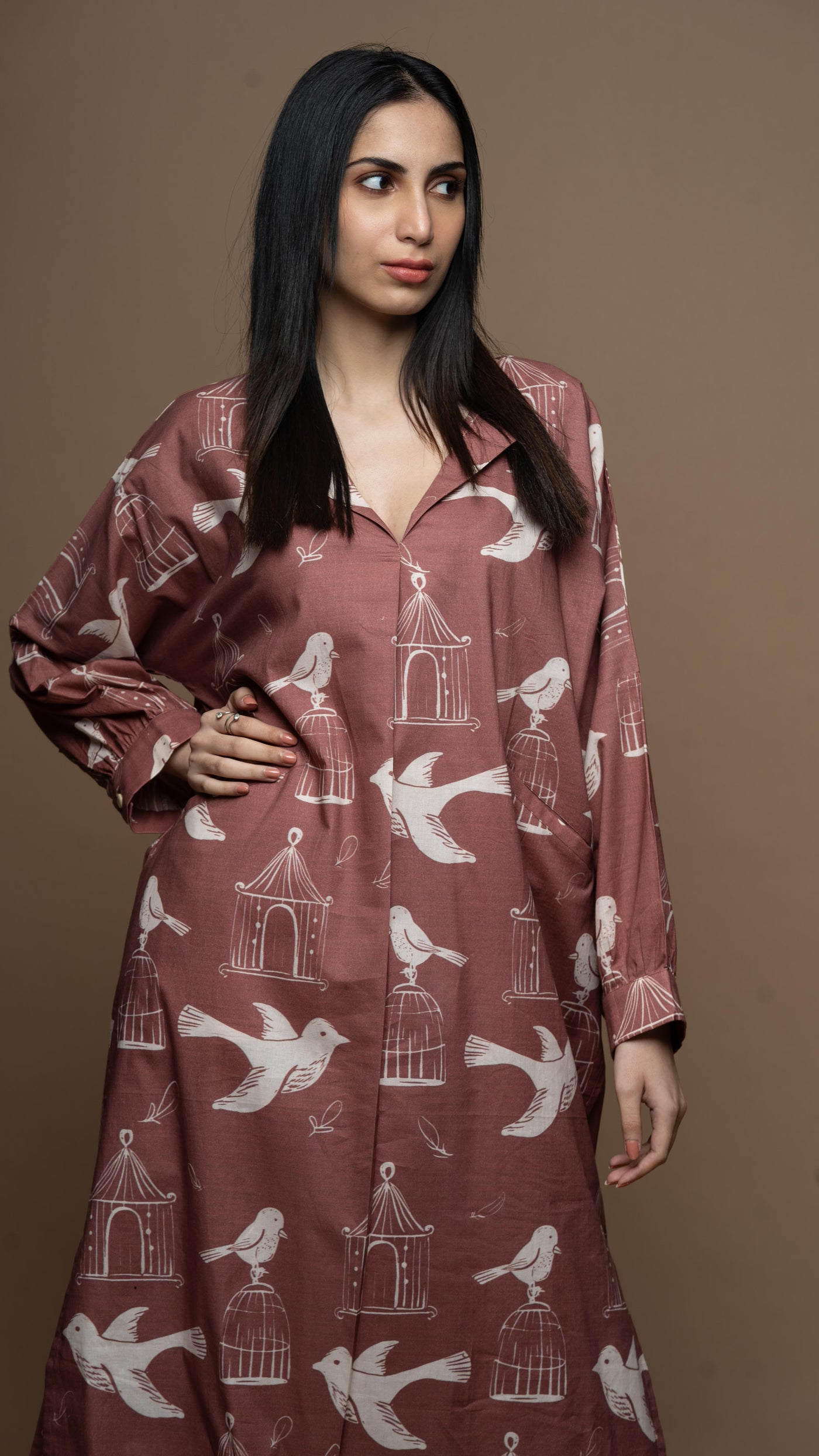 Muted Mauve Sana Co-ord Kurta Set in Always Free Pattern