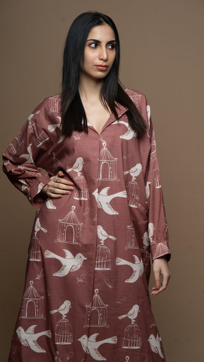 Muted Mauve Sana Co-ord Kurta Set in Always Free Pattern