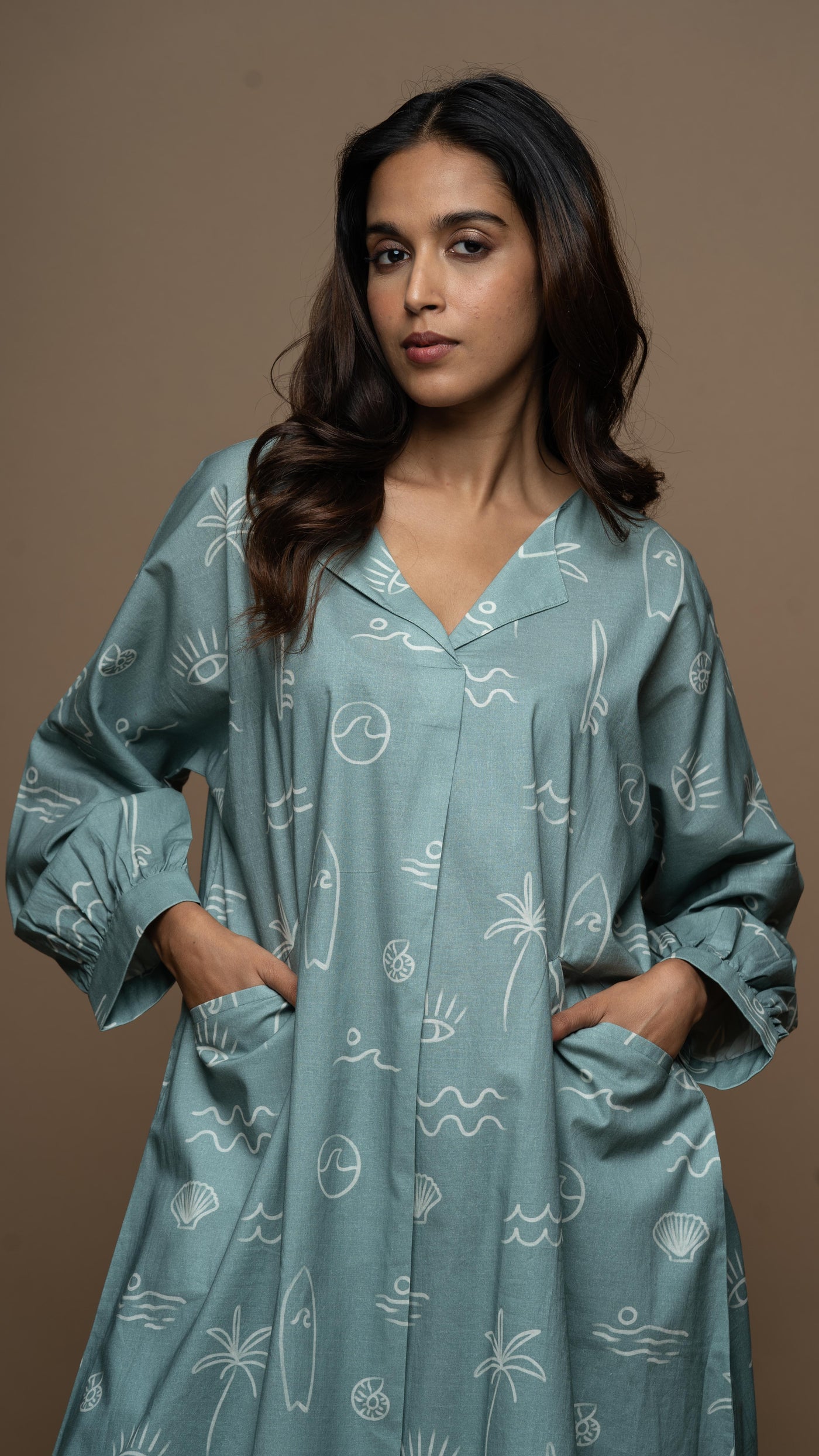 Sage Sana Co-ord Kurta Set in Sound of the sea shells Pattern