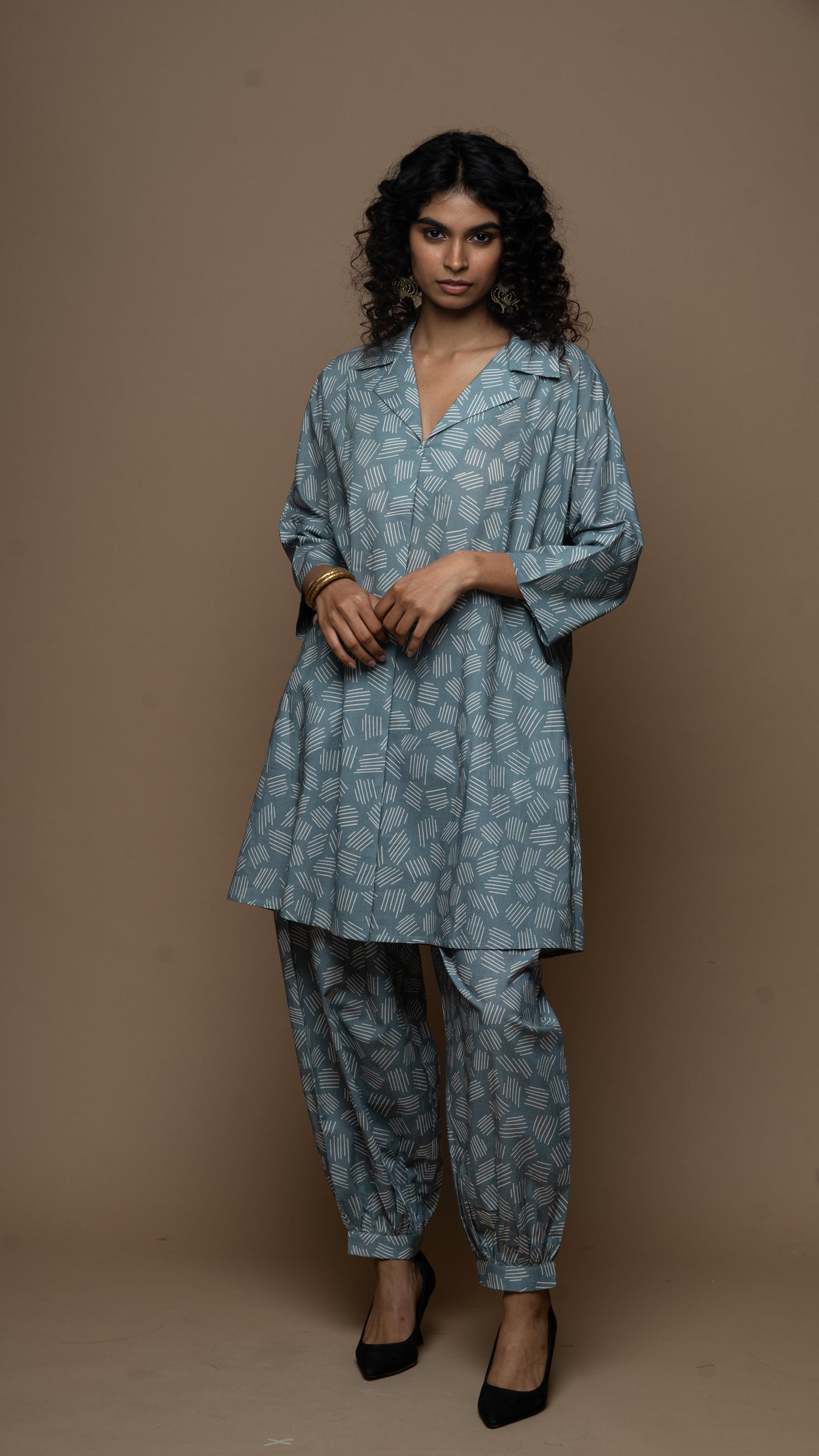 Muted Blue Lina Co-ord Kurta Set in We Grow Pattern