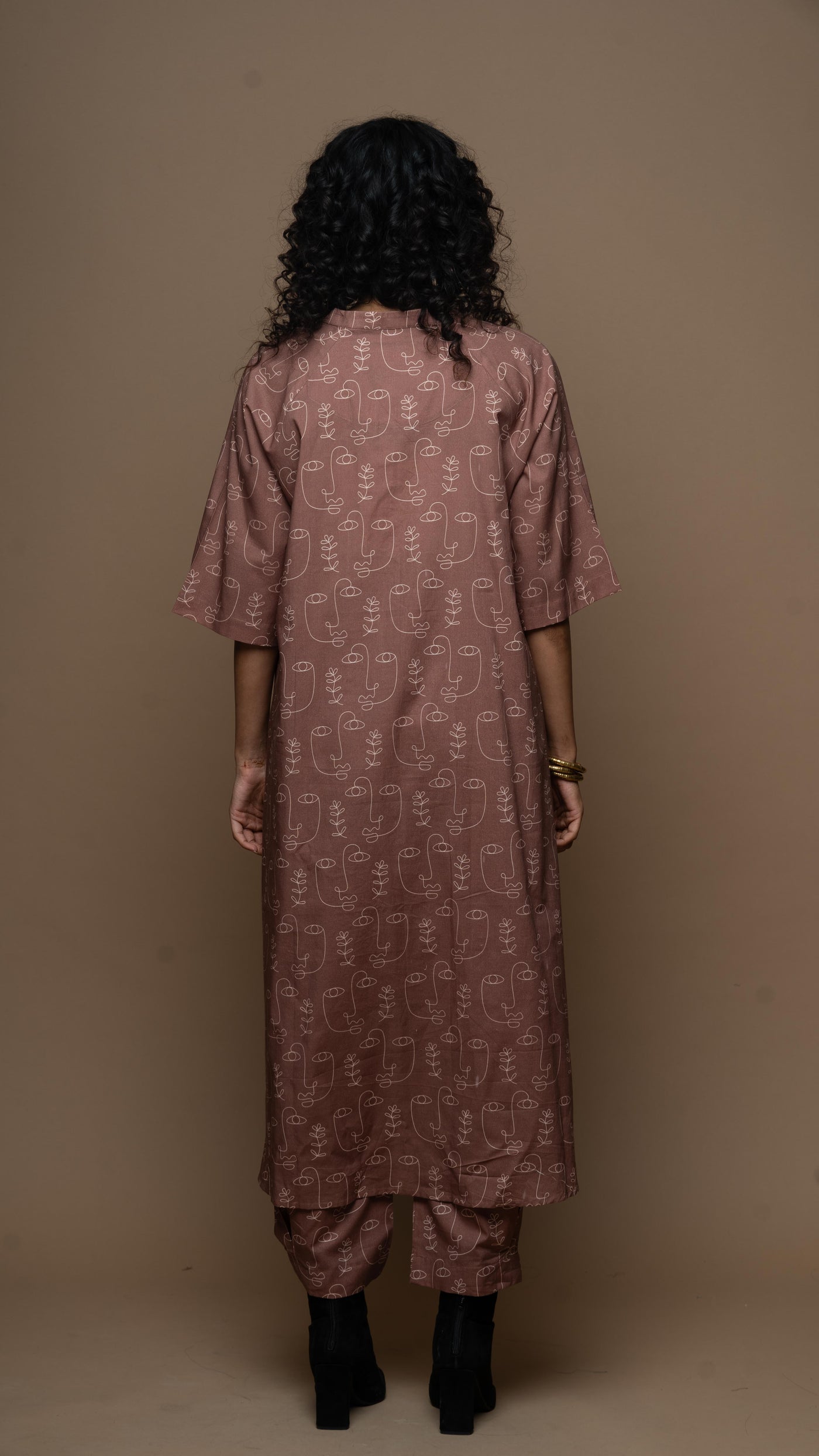 Muted Mauve Cyra Co-ord Kurta Set in Growing Thoughts Pattern