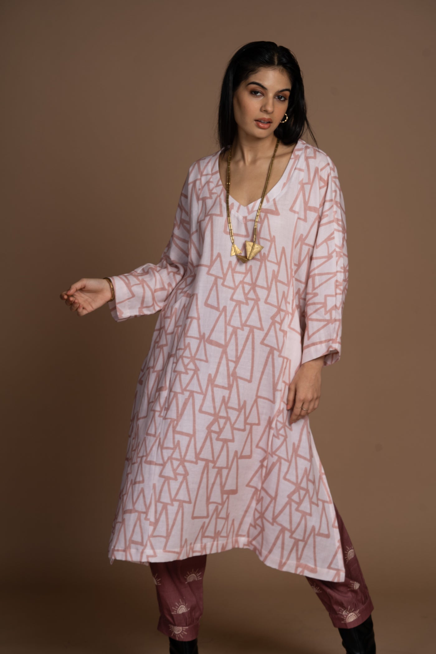 Blush Lana Kurta in the struggle and Joy Pattern