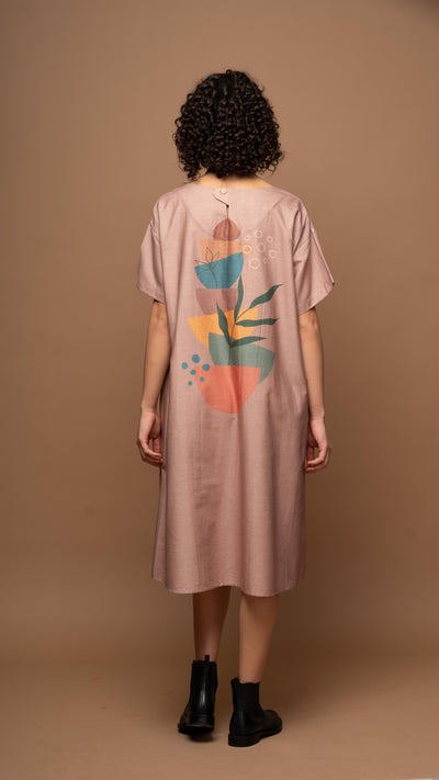 Pale Mauve Semicircle Stacks Shirt Dress