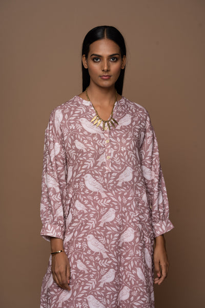 Dusty Mauve Dara Kurta in the Enchanted Forest Pattern