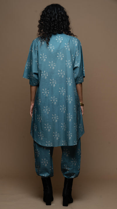 Muted Blue Anya Co-ord Kurta Set in All of me Pattern
