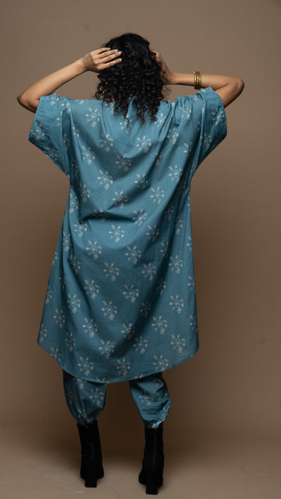 Muted Blue Anya Co-ord Kurta Set in All of me Pattern
