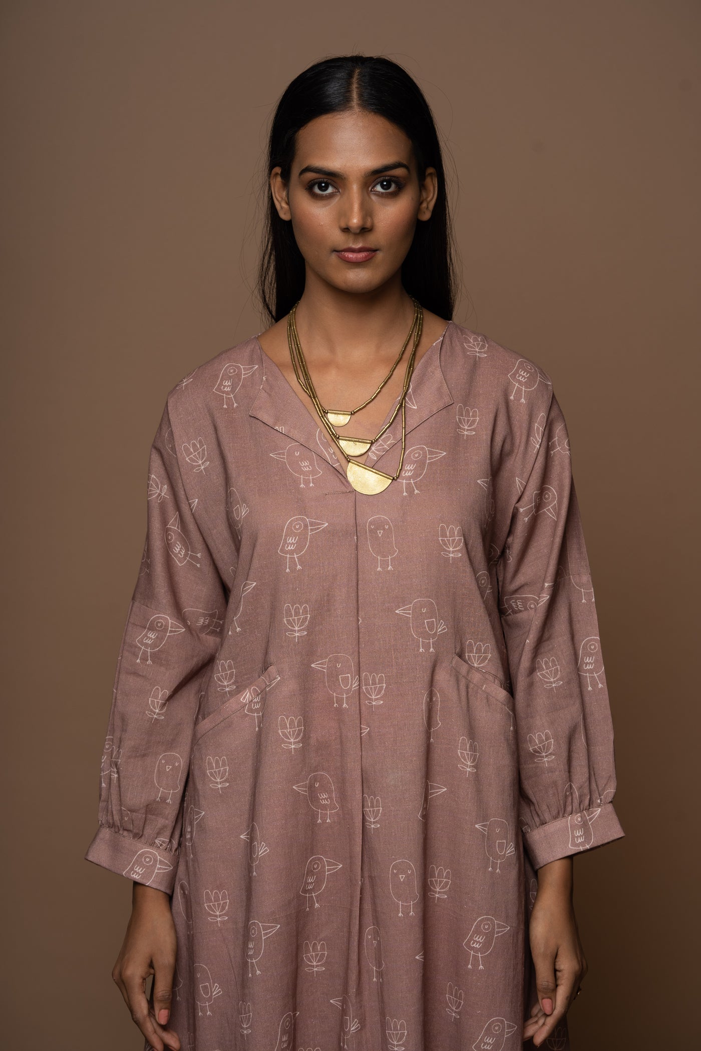 Mocha Sway Kurta in Good Morning Pattern