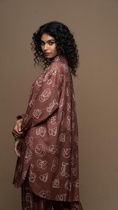 Marsala Arya Co-ord Kurta Set in And I dream more Pattern