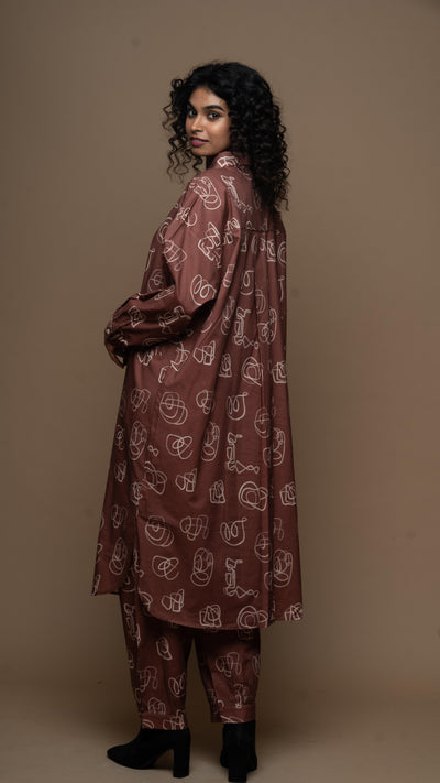 Marsala Arya Co-ord Kurta Set in And I dream more Pattern