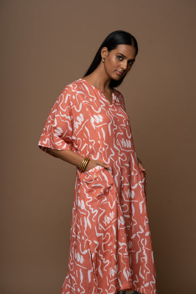 Terracotta Aria Kurta in Gentle Smoke Pattern