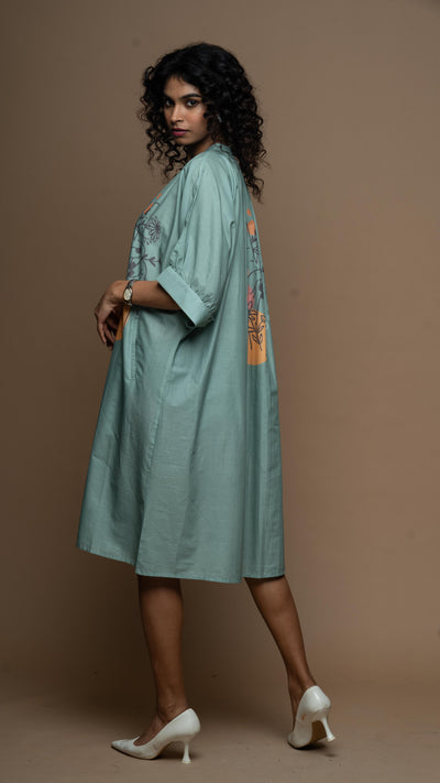 Ombre Sage Peace Messenger Shirt Dress