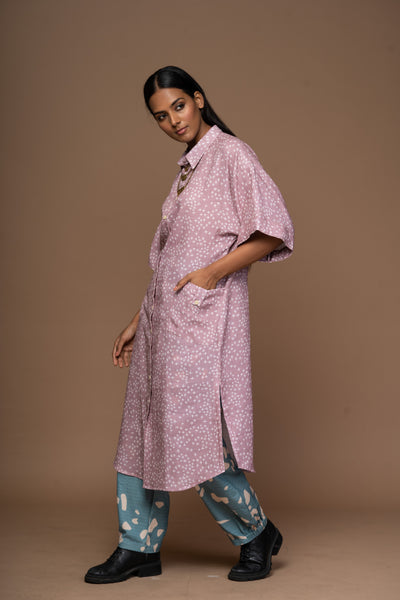 Pale Mauve Zena Kurta in Positive Vibes Pattern