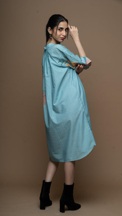 Soft Blue Peaceful Pause Shirt Dress