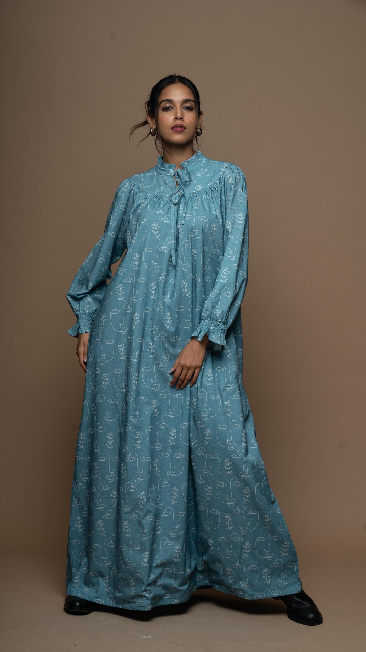 Victorian Grace Long Maxi Dress in Growing Thoughts Pattern