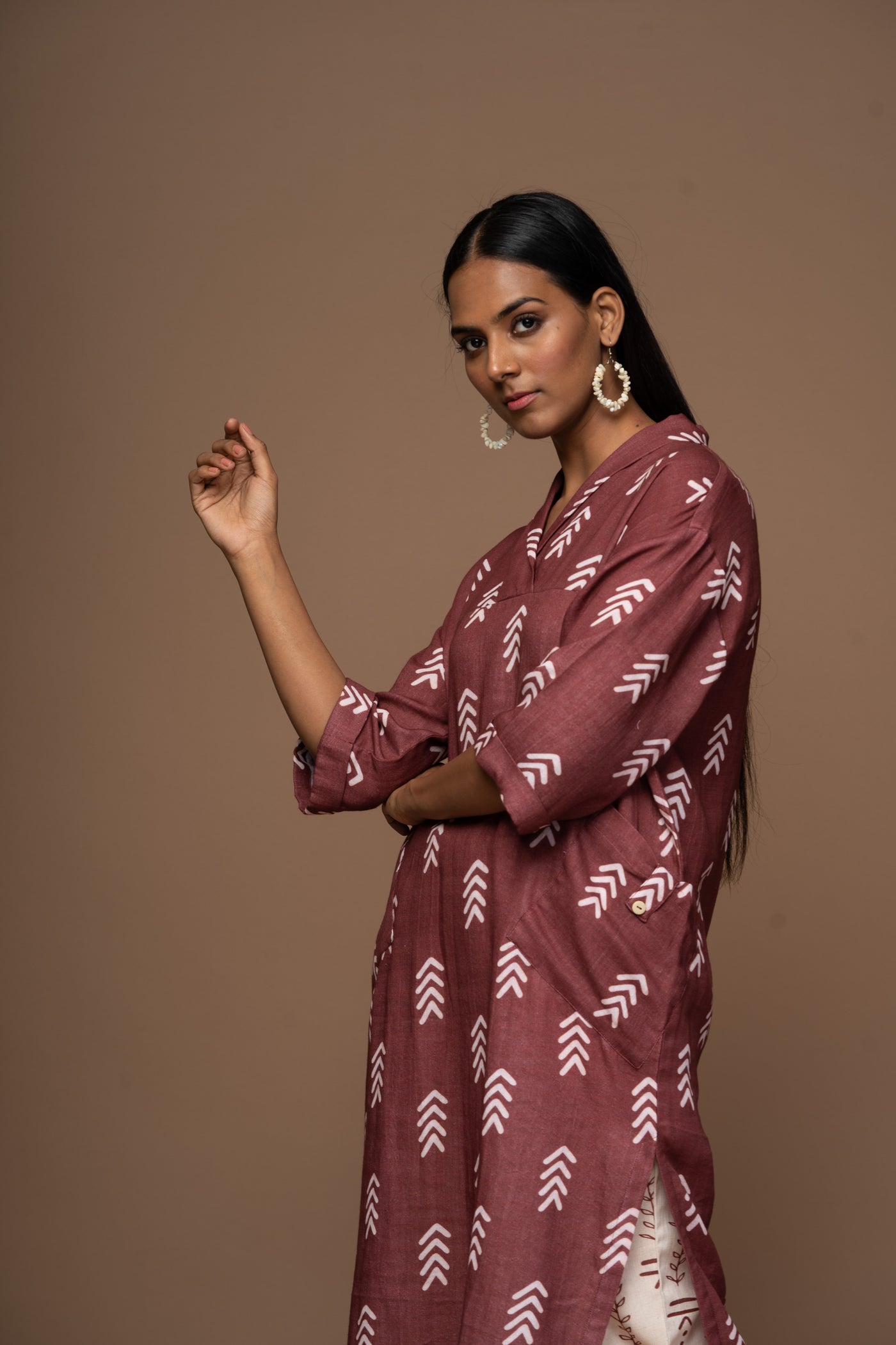 Plum Kiva Kurta in Altruist Pattern