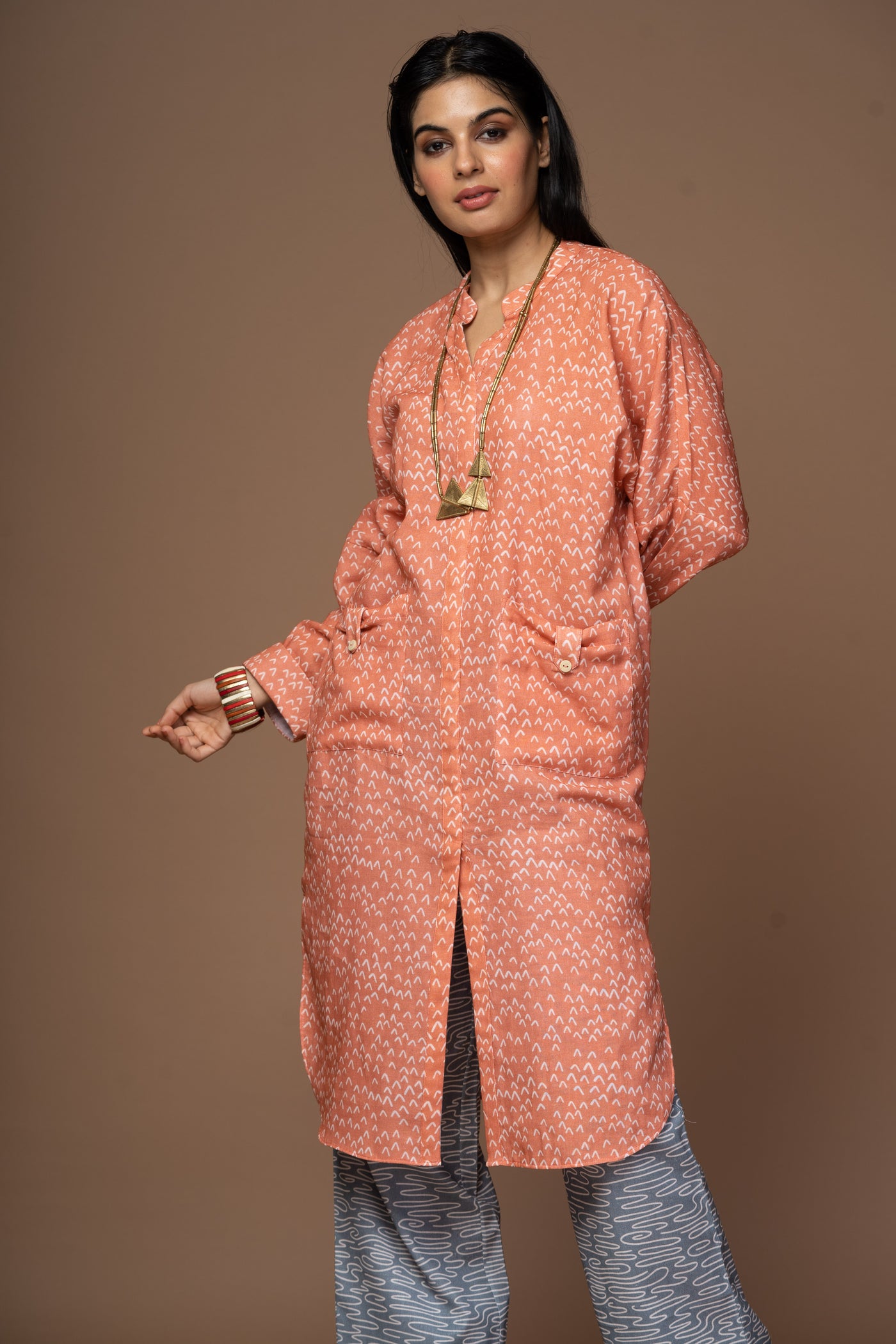 Terracotta Vero Kurta in Faraway Land Pattern