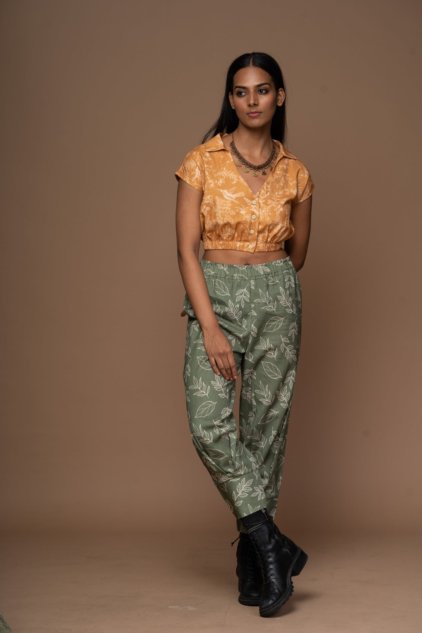 Mustard Collar Me In Crop Top