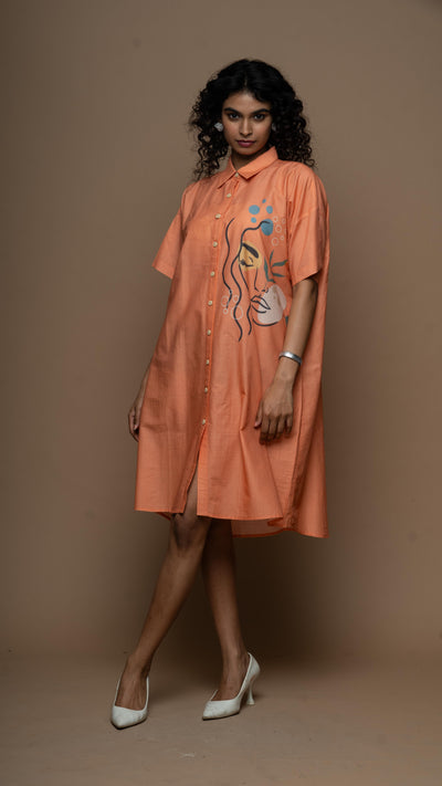 Tender Terracotta Tranquil Lady Shirt Dress