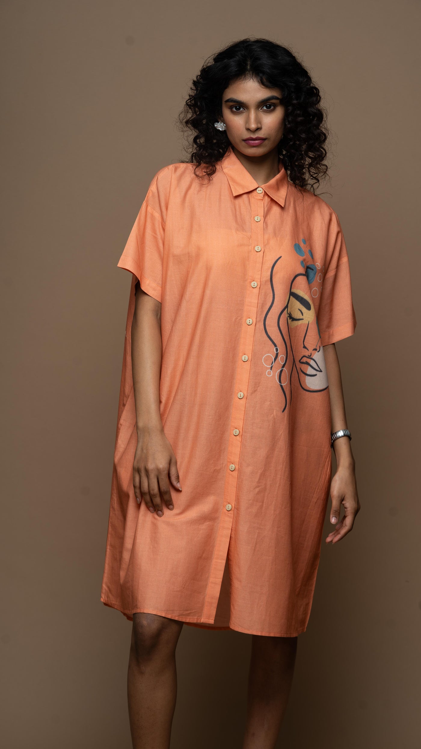 Tender Terracotta Tranquil Lady Shirt Dress