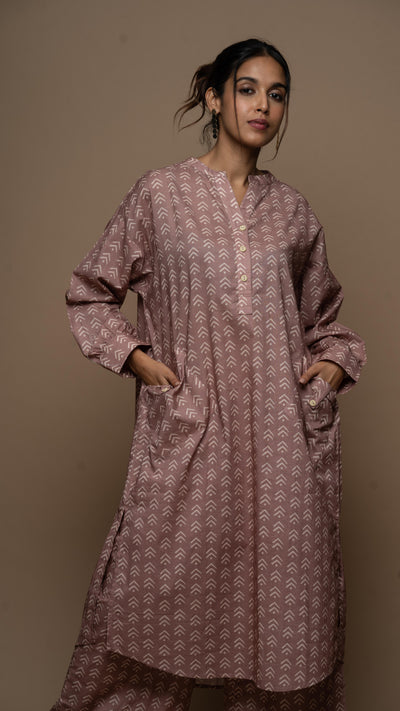 Pale Mauve Inaaya Co-ord Kurta Set in Jump with joy Pattern