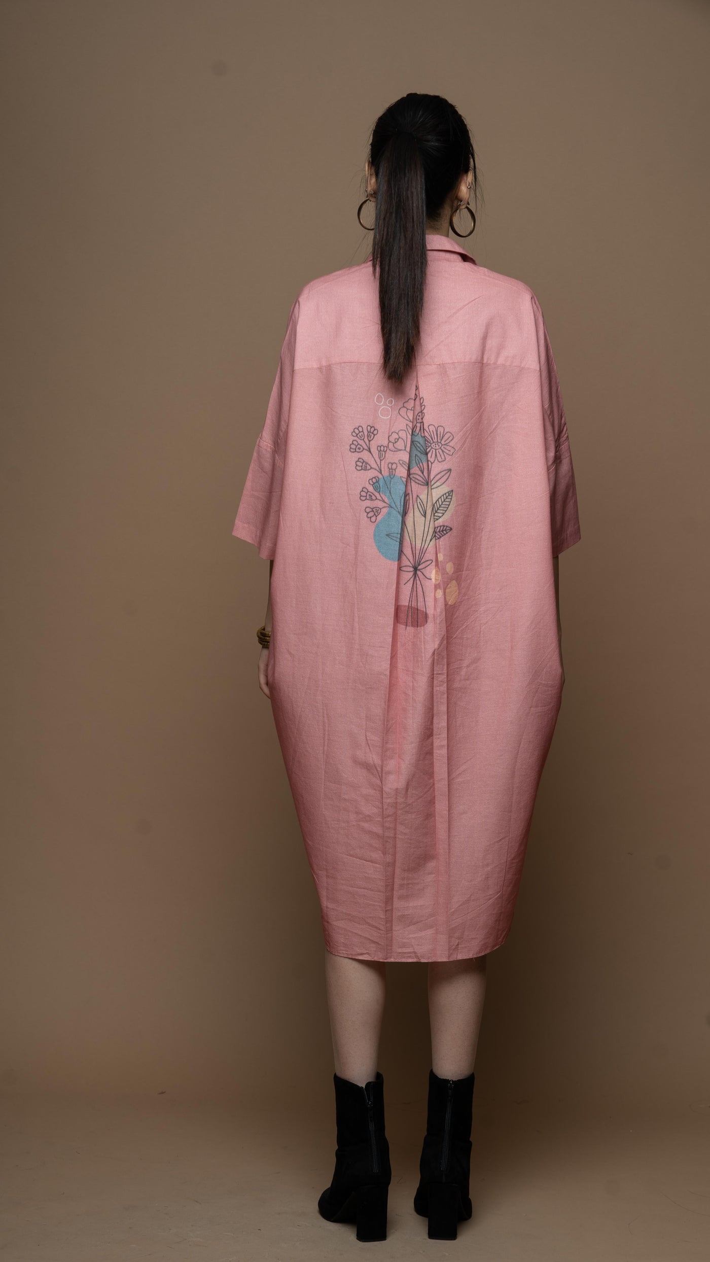 Dusty Rose Floral Whispers Shirt Dress