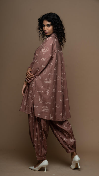 Muted Mauve Eira Co-ord Kurta Set in As boho as it gets Pattern