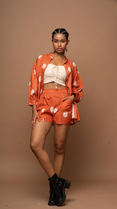 Terracotta Vista Co-ord Shorts Set in Sunshines On Pattern