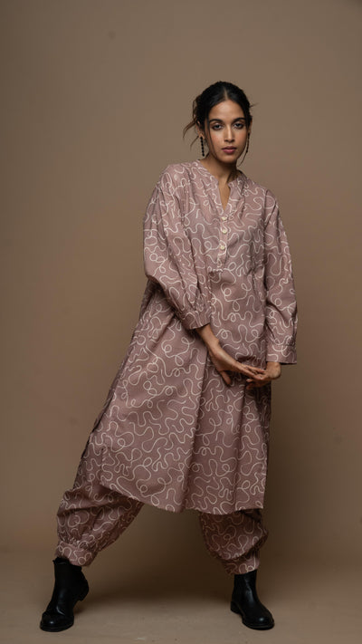 Pale Mauve Inaaya Co-ord Kurta Set in Music from the room Pattern