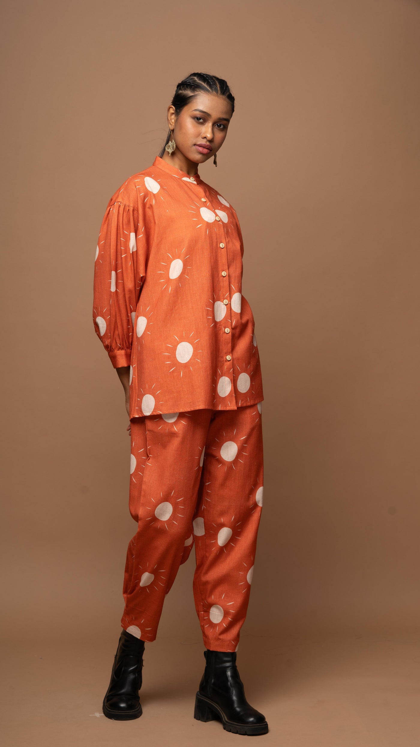 Terracotta Vista Co-ord Pants Set in Sunshines On Pattern