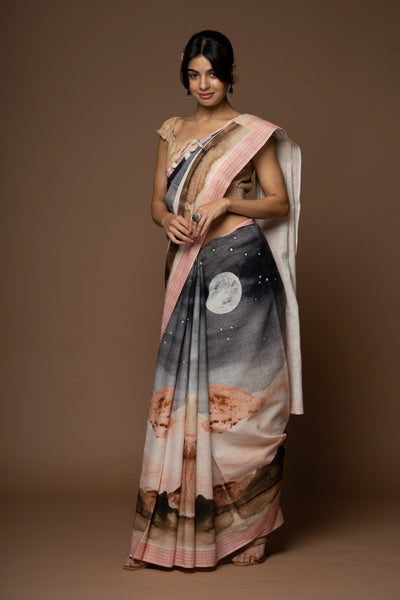 Dusk to Dawn Linen Sari