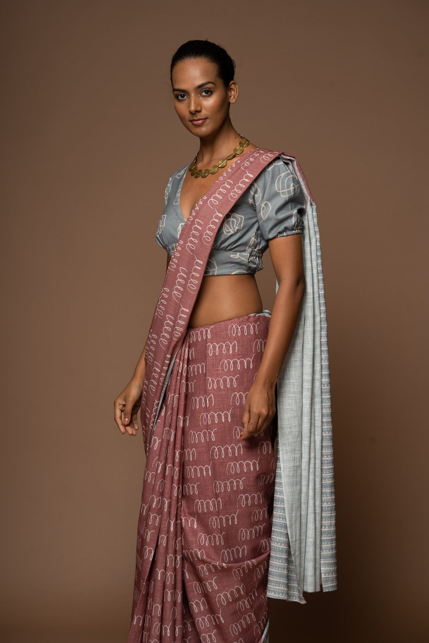 Squiggle Swirl Linen Sari