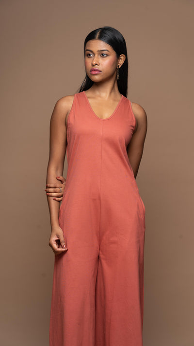 U-Radiance Jumpsuit in Dusty Red