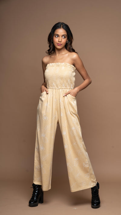 Strapless Vibe Jumpsuit in Paradise Pattern