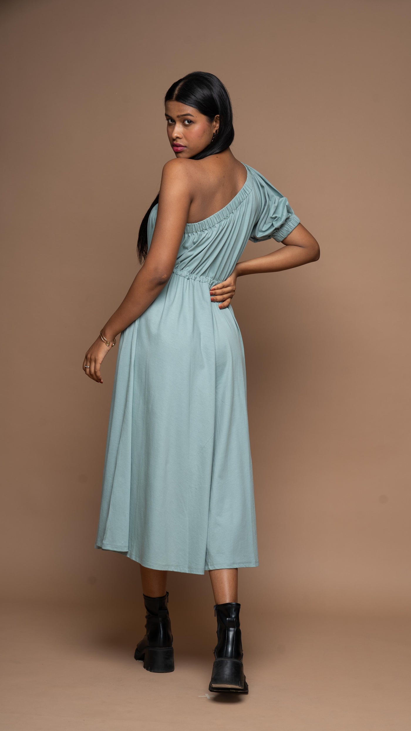 One Side Story Jumpsuit in Dusty Sage