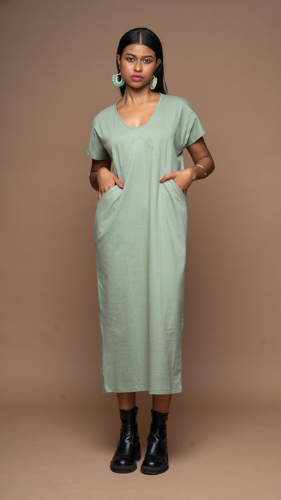 Effortless Pocket Dress - Sage Green