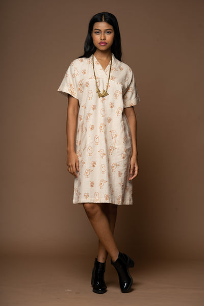 Urban Collar Shift Dress in Good Morning Pattern